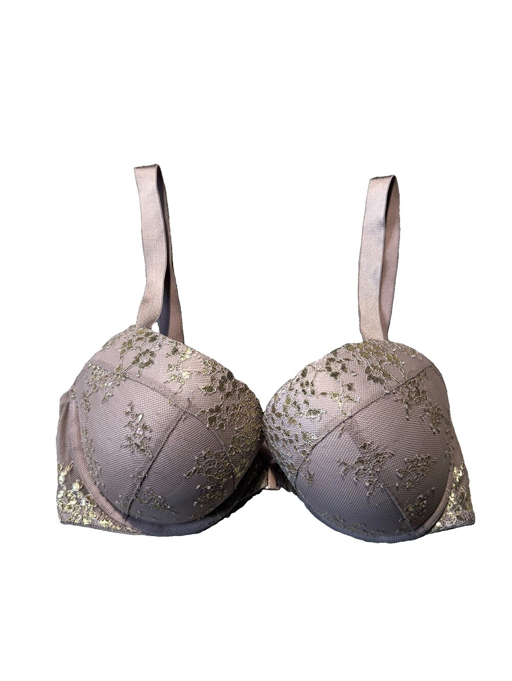 Victoria's Secret Very Sexy Pink Gold Lace Push-Up Underwire Bra 36D
